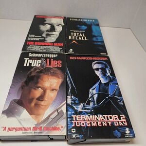 Schwarzenegger VHS Lot Action Movies T2, True Lies, Total Recall, Running Man